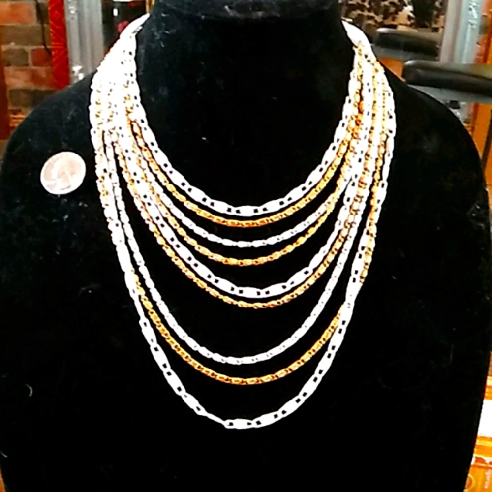 Vintage metal multi chain necklace